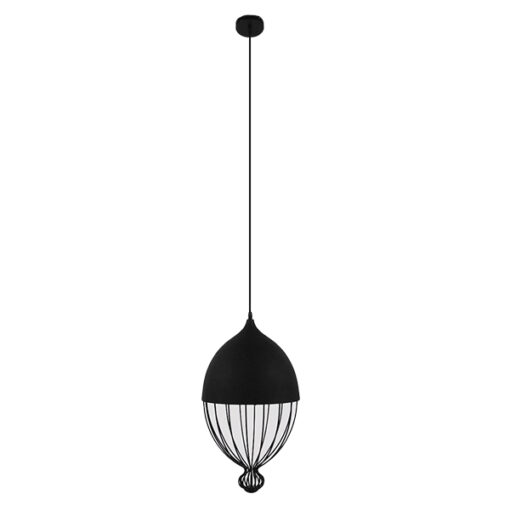 GloboStar® GLOBOSTAR® CANARIO 01107 Vintage Κρεμαστό Φωτιστικό Οροφής με Ντουί 1 x E27 AC 220-240V IP20 - Μαύρο - Μ28 x Π28 x Υ47cm