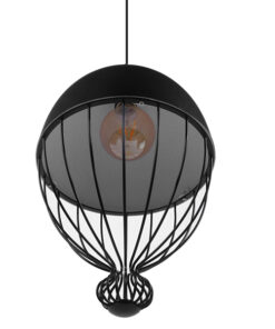 GLOBOSTAR® CANARIO 01107 Vintage Κρεμαστό Φωτιστικό Οροφής με Ντουί 1 x E27 AC 220-240V IP20 - Μαύρο - Μ28 x Π28 x Υ47cm 16 01107 7