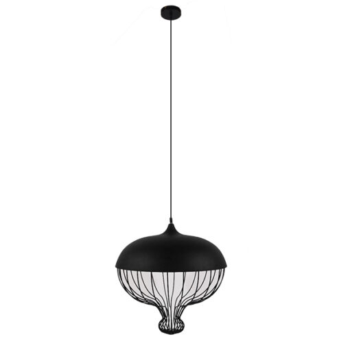 GloboStar® GLOBOSTAR® SOBRINO 01108 Vintage Κρεμαστό Φωτιστικό Οροφής με Ντουί 1 x E27 AC 220-240V IP20 - Μαύρο - Μ46 x Π46 x Υ50cm