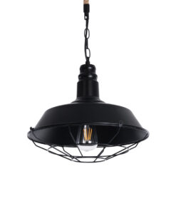 GloboStar® GLOBOSTAR® CRANE 01109 Vintage Κρεμαστό Φωτιστικό Οροφής με Ντουί 1 x E27 AC 220-240V IP20 - Μαύρο & Μπεζ - Μ36 x Π36 x Υ30cm