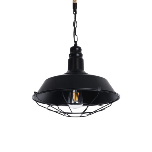 GloboStar® GLOBOSTAR® CRANE 01109 Vintage Κρεμαστό Φωτιστικό Οροφής με Ντουί 1 x E27 AC 220-240V IP20 - Μαύρο & Μπεζ - Μ36 x Π36 x Υ30cm