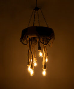 Alternative view of GLOBOSTAR® MARBELLA 01116 Vintage Κρεμαστό Φωτιστικό Οροφής με Ντουί 8 x E27 AC 220-240V IP20 - Μαύρο & Μπεζ - Μ60 x Π60 x Υ60cm