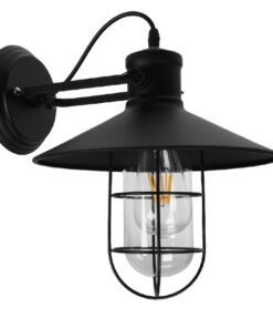 GloboStar® GloboStar® CELL 01118 Vintage Επιτοίχιο Φωτιστικό Απλίκα Μονόφωτο 1 x E27 IP20 Μαύρο Μέταλλο - Μ33 x Π27 x Υ33cm