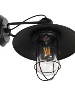 Alternative view of GloboStar® CELL 01118 Vintage Επιτοίχιο Φωτιστικό Απλίκα Μονόφωτο 1 x E27 IP20 Μαύρο Μέταλλο - Μ33 x Π27 x Υ33cm