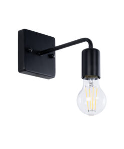 GloboStar® GLOBOSTAR® MISSAM 01119 Μοντέρνο Φωτιστικό Τοίχου - Απλίκα με Ντουί 1 x E27 AC 220-240V IP20 - Μαύρο - Μ14 x Π20 x Υ10cm