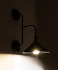 Alternative view of GloboStar® MAGEOR 01120 Vintage Επιτοίχιο Φωτιστικό Απλίκα Μονόφωτο 1 x E27 IP20 Μαύρο & Χρυσό Μέταλλο - Μ22 x Π30 x Υ40cm