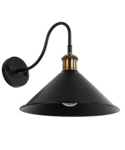 GloboStar® GloboStar® ANBET 01121 Vintage Επιτοίχιο Φωτιστικό Απλίκα Μονόφωτο 1 x E27 IP20 Μαύρο & Χρυσό Μέταλλο - Μ26 x Π38 x Υ27cm