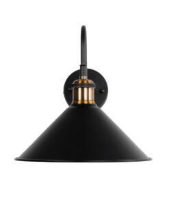 GloboStar® ANBET 01121 Vintage Επιτοίχιο Φωτιστικό Απλίκα Μονόφωτο 1 x E27 IP20 Μαύρο & Χρυσό Μέταλλο - Μ26 x Π38 x Υ27cm 11 01121 4