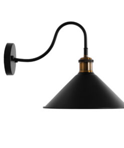 GloboStar® ANBET 01121 Vintage Επιτοίχιο Φωτιστικό Απλίκα Μονόφωτο 1 x E27 IP20 Μαύρο & Χρυσό Μέταλλο - Μ26 x Π38 x Υ27cm 12 01121 5