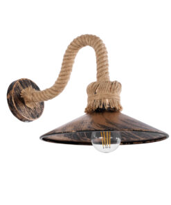 GloboStar® GloboStar® ROBLY 01125 Vintage Επιτοίχιο Φωτιστικό Απλίκα Μονόφωτο 1 x E27 IP20 Χάλκινο Μέταλλο με Μπεζ Σχοινί - Μ26 x Π36 x Υ22cm