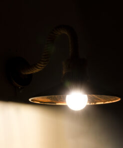 Alternative view of GloboStar® ROBLY 01125 Vintage Επιτοίχιο Φωτιστικό Απλίκα Μονόφωτο 1 x E27 IP20 Χάλκινο Μέταλλο με Μπεζ Σχοινί - Μ26 x Π36 x Υ22cm