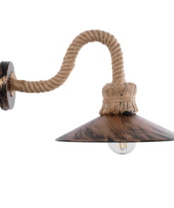 GloboStar® ROBLY 01125 Vintage Επιτοίχιο Φωτιστικό Απλίκα Μονόφωτο 1 x E27 IP20 Χάλκινο Μέταλλο με Μπεζ Σχοινί - Μ26 x Π36 x Υ22cm 12 01125 5