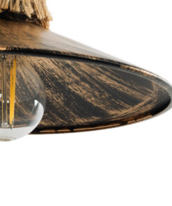 GloboStar® ROBLY 01125 Vintage Επιτοίχιο Φωτιστικό Απλίκα Μονόφωτο 1 x E27 IP20 Χάλκινο Μέταλλο με Μπεζ Σχοινί - Μ26 x Π36 x Υ22cm 13 01125 6