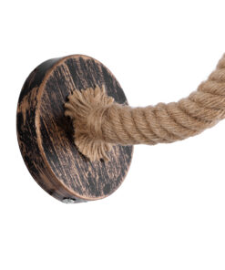 GloboStar® ROBLY 01125 Vintage Επιτοίχιο Φωτιστικό Απλίκα Μονόφωτο 1 x E27 IP20 Χάλκινο Μέταλλο με Μπεζ Σχοινί - Μ26 x Π36 x Υ22cm 14 01125 7