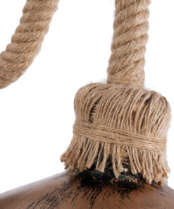 GloboStar® ROBLY 01125 Vintage Επιτοίχιο Φωτιστικό Απλίκα Μονόφωτο 1 x E27 IP20 Χάλκινο Μέταλλο με Μπεζ Σχοινί - Μ26 x Π36 x Υ22cm 16 01125 9