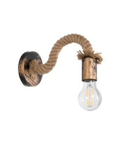 GloboStar® GLOBOSTAR® DAKER 01126 Vintage Φωτιστικό Τοίχου - Απλίκα με Ντουί 1 x E27 AC 220-240V IP20 - Χάλκινο Εφέ Σκουριάς & Μπεζ - Μ10 x Π22 x Υ15cm