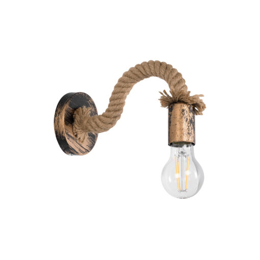 GloboStar® GLOBOSTAR® DAKER 01126 Vintage Φωτιστικό Τοίχου - Απλίκα με Ντουί 1 x E27 AC 220-240V IP20 - Χάλκινο Εφέ Σκουριάς & Μπεζ - Μ10 x Π22 x Υ15cm