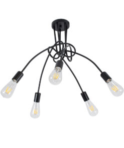 GloboStar® PAULELI 01127 Μοντέρνο Φωτιστικό Οροφής Πλέγμα Πολύφωτο 5 x E27 IP20 Μαύρο Μέταλλο - Μ76 x Π76 x Υ45cm 14 01127 4