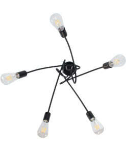 GloboStar® PAULELI 01127 Μοντέρνο Φωτιστικό Οροφής Πλέγμα Πολύφωτο 5 x E27 IP20 Μαύρο Μέταλλο - Μ76 x Π76 x Υ45cm 15 01127 5