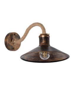 GloboStar® GloboStar® BRASTA 01131 Vintage Επιτοίχιο Φωτιστικό Απλίκα Μονόφωτο 1 x E27 IP20 Χάλκινο Μέταλλο με Μπεζ Σχοινί - Μ26 x Π42.5 x Υ24cm