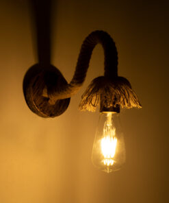 Alternative view of GloboStar® FLEDI 01134 Vintage Επιτοίχιο Φωτιστικό Απλίκα Μονόφωτο 1 x E27 IP20 Χάλκινο Μέταλλο με Μπεζ Σχοινί - Μ10 x Π25 x Υ15cm