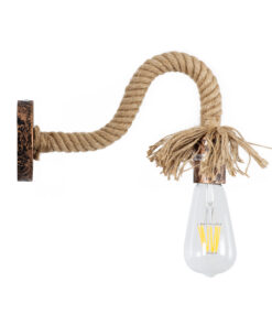 GloboStar® FLEDI 01134 Vintage Επιτοίχιο Φωτιστικό Απλίκα Μονόφωτο 1 x E27 IP20 Χάλκινο Μέταλλο με Μπεζ Σχοινί - Μ10 x Π25 x Υ15cm 10 01134 3