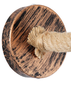 GloboStar® FLEDI 01134 Vintage Επιτοίχιο Φωτιστικό Απλίκα Μονόφωτο 1 x E27 IP20 Χάλκινο Μέταλλο με Μπεζ Σχοινί - Μ10 x Π25 x Υ15cm 13 01134 6