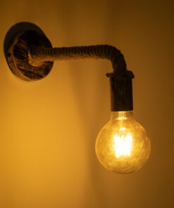 Alternative view of GloboStar® CENADEL 01135 Vintage Επιτοίχιο Φωτιστικό Απλίκα Μονόφωτο 1 x E27 IP20 Χάλκινο Μέταλλο με Μπεζ Σχοινί - Μ29 x Π10 x Υ15cm