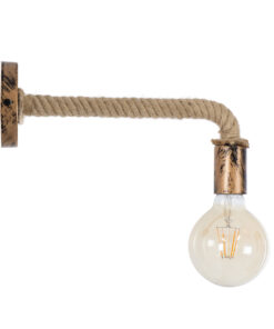 GloboStar® CENADEL 01135 Vintage Επιτοίχιο Φωτιστικό Απλίκα Μονόφωτο 1 x E27 IP20 Χάλκινο Μέταλλο με Μπεζ Σχοινί - Μ29 x Π10 x Υ15cm 10 01135 3
