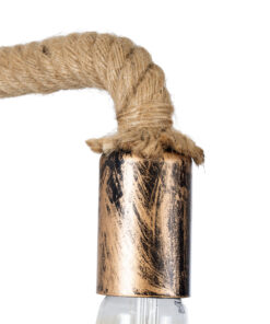 GloboStar® CENADEL 01135 Vintage Επιτοίχιο Φωτιστικό Απλίκα Μονόφωτο 1 x E27 IP20 Χάλκινο Μέταλλο με Μπεζ Σχοινί - Μ29 x Π10 x Υ15cm 13 01135 6