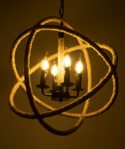 Alternative view of GLOBOSTAR® VITRUVIAN 01141 Boho Κρεμαστό Φωτιστικό Οροφής με Ντουί 4 x E14 AC 220-240V IP20 - Μαύρο & Μπεζ - Μ53 x Π53 x Υ53cm