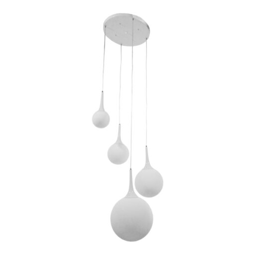 GloboStar® GLOBOSTAR® DORI 01144 Μοντέρνο Κρεμαστό Φωτιστικό Οροφής με Ντουί 4 x E27 AC 220-240V IP20 - Λευκό - Μ75 x Π75 x Υ52cm