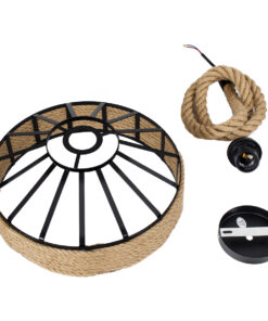 GLOBOSTAR® SAHARA 01146 Boho Κρεμαστό Φωτιστικό Οροφής με Ντουί 1 x E27 AC 220-240V IP20 - Μπεζ & Μαύρο - Μ31 x Π31 x Υ14cm 22 01146 11