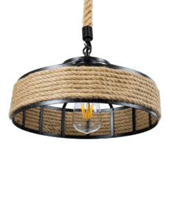 GLOBOSTAR® SAHARA 01146 Boho Κρεμαστό Φωτιστικό Οροφής με Ντουί 1 x E27 AC 220-240V IP20 - Μπεζ & Μαύρο - Μ31 x Π31 x Υ14cm 16 01146 5