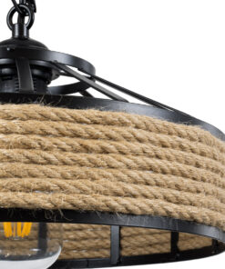 GLOBOSTAR® SAHARA 01146 Boho Κρεμαστό Φωτιστικό Οροφής με Ντουί 1 x E27 AC 220-240V IP20 - Μπεζ & Μαύρο - Μ31 x Π31 x Υ14cm 18 01146 7