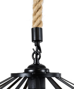 GLOBOSTAR® SAHARA 01146 Boho Κρεμαστό Φωτιστικό Οροφής με Ντουί 1 x E27 AC 220-240V IP20 - Μπεζ & Μαύρο - Μ31 x Π31 x Υ14cm 19 01146 8