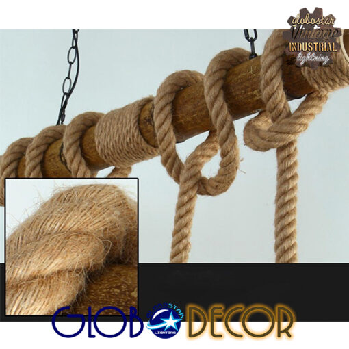 GloboStar® GLOBOSTAR® LILO 01149 Vintage Κρεμαστό Φωτιστικό Οροφής με Ντουί 3 x E27 AC 220-240V IP20 - Καφέ & Μπεζ - Μ80 x Π15 x Υ100cm