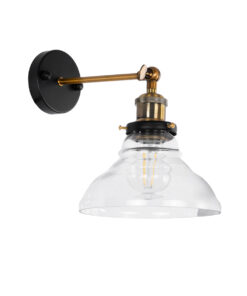 GloboStar® GLOBOSTAR® BINGLEY 01159 Vintage Φωτιστικό Τοίχου - Απλίκα με Ντουί 1 x E27 AC 220-240V IP20 - Διάφανο & Χρυσό - Μ19 x Π30 x Υ24cm
