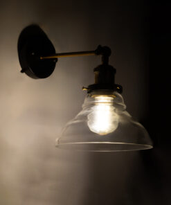 Alternative view of GLOBOSTAR® BINGLEY 01159 Vintage Φωτιστικό Τοίχου - Απλίκα με Ντουί 1 x E27 AC 220-240V IP20 - Διάφανο & Χρυσό - Μ19 x Π30 x Υ24cm