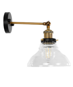 GLOBOSTAR® BINGLEY 01159 Vintage Φωτιστικό Τοίχου - Απλίκα με Ντουί 1 x E27 AC 220-240V IP20 - Διάφανο & Χρυσό - Μ19 x Π30 x Υ24cm 12 01159 5