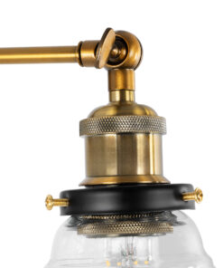 GLOBOSTAR® BINGLEY 01159 Vintage Φωτιστικό Τοίχου - Απλίκα με Ντουί 1 x E27 AC 220-240V IP20 - Διάφανο & Χρυσό - Μ19 x Π30 x Υ24cm 14 01159 7