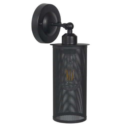 GloboStar® GloboStar® HOLVIA 01160 Vintage Επιτοίχιο Φωτιστικό Απλίκα Μονόφωτο 1 x E27 IP20 Μαύρο Μέταλλο - Μ16 x Π12 x Υ34cm