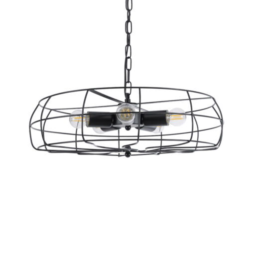 GloboStar® GLOBOSTAR® HELIX 01164 Vintage Κρεμαστό Φωτιστικό Οροφής με Ντουί 5 x E27 AC 220-240V IP20 - Μαύρο - Μ46 x Π46 x Υ13cm