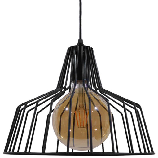 GloboStar® GLOBOSTAR® TERE 01165 Vintage Κρεμαστό Φωτιστικό Οροφής με Ντουί 1 x E27 AC 220-240V IP20 - Μαύρο - Μ30 x Π30 x Υ25cm