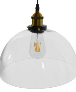 GLOBOSTAR® WICKHAM 01171 Vintage Κρεμαστό Φωτιστικό Οροφής με Ντουί 1 x E27 AC 220-240V IP20 - Διάφανο, Μαύρο & Χρυσό - Μ30 x Π30 x Y25cm 12 01171 4