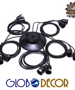 GLOBOSTAR® WIRED 01173 Vintage Κρεμαστό Φωτιστικό Οροφής με Ντουί 10 x E27 AC 220-240V IP20 - Μαύρο - Μ200 x Π200 x Υ100cm 10 01173 1