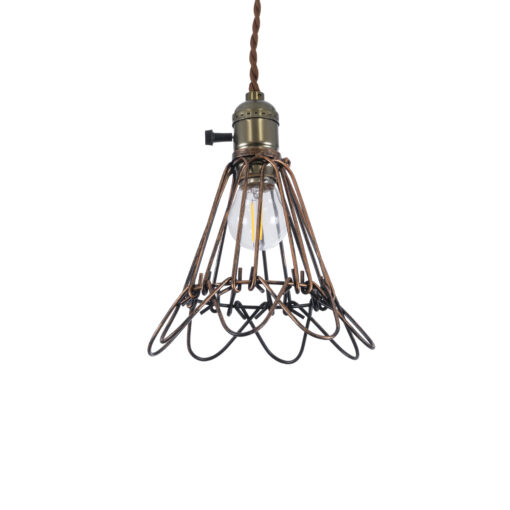GloboStar® GLOBOSTAR® FLOWERON 01180 Vintage Κρεμαστό Φωτιστικό Οροφής με Ντουί 1 x E27 AC 220-240V IP20 - Χάλκινο & Μπρούτζινο - Μ10 x Π10 x Υ20cm