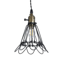 GloboStar® GLOBOSTAR® FLOWER IRON RUST 01181 Vintage Κρεμαστό Φωτιστικό Οροφής με Ντουί 1 x E27 AC 220-240V IP20 - Μαύρο & Μπρούτζινο - Μ10 x Π10 x Υ20cm