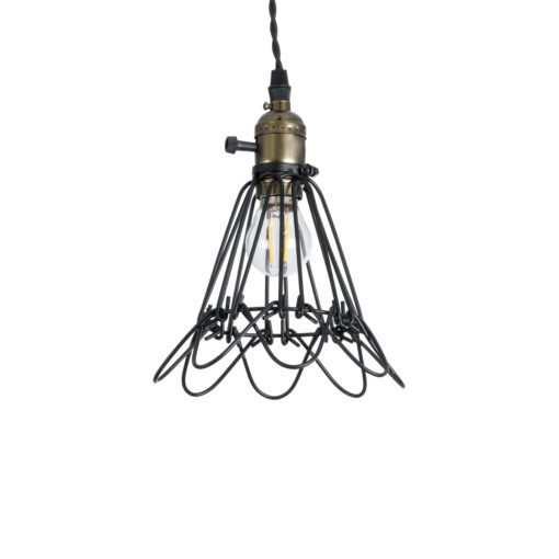 GloboStar® GLOBOSTAR® FLOWER IRON RUST 01181 Vintage Κρεμαστό Φωτιστικό Οροφής με Ντουί 1 x E27 AC 220-240V IP20 - Μαύρο & Μπρούτζινο - Μ10 x Π10 x Υ20cm