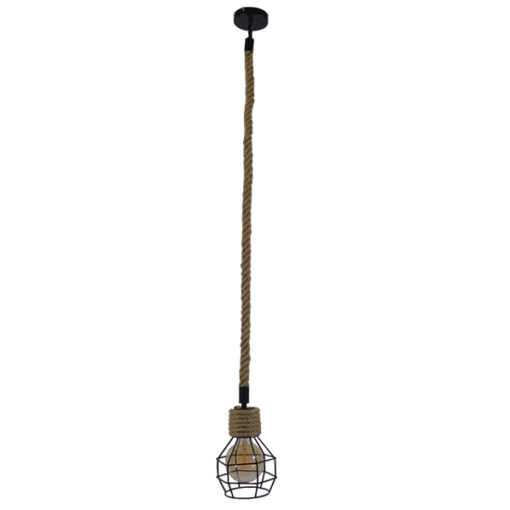GloboStar® GLOBOSTAR® HELLET 01182 Vintage Κρεμαστό Φωτιστικό Οροφής με Ντουί 1 x E27 AC 220-240V IP20 - Μαύρο & Μπεζ - Μ16 x Π16 x Υ25cm